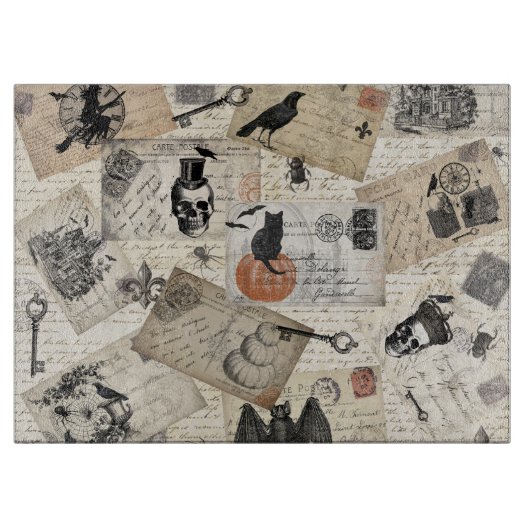 ヴィンテージのハロウィンのモダンな郵便はがき カッティングボード (正面)