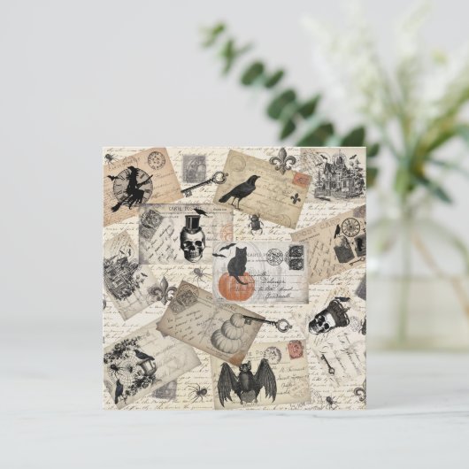 ヴィンテージのハロウィンのモダンな郵便はがき カード (スタンド正面)