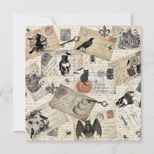 ヴィンテージのハロウィンのモダンな郵便はがき カード (正面)