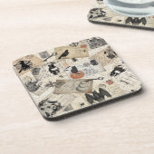 ヴィンテージのハロウィンのモダンな郵便はがき コースター (左側)