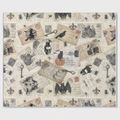 ヴィンテージのハロウィンのモダンな郵便はがき ラッピングペーパー (フラット)