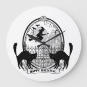 ヴィンテージのハロウィンのモダンな魔法使い ラージ壁時計 (正面)