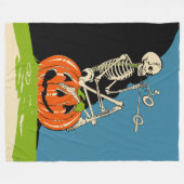 ヴィンテージのハロウィンの喫煙の骨組 フリースブランケット (正面(横))