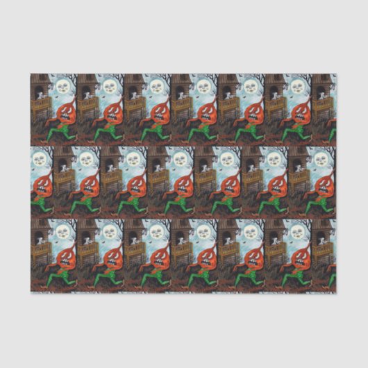 ヴィンテージのハロウィンの幽霊のpimpkinのパーティーのティッシュ 薄葉紙 (正面)