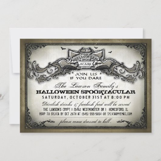 ヴィンテージのハロウィンの恐怖は招待を敢えてすれば私達を結合します 招待状 (正面)