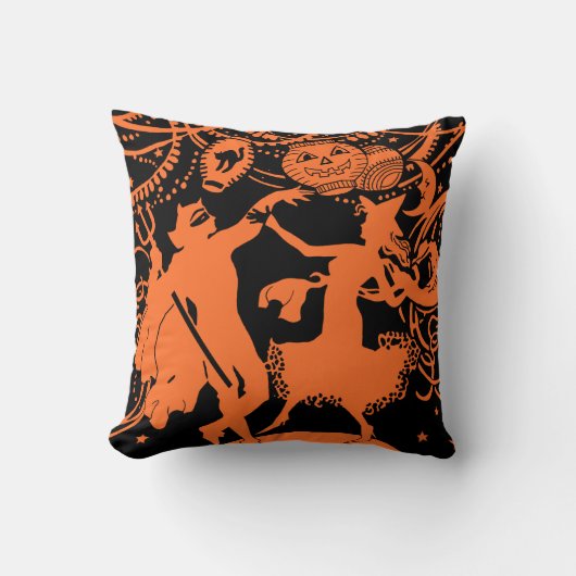 ヴィンテージのハロウィンの悪魔の魔法使いのダンス クッション (正面)