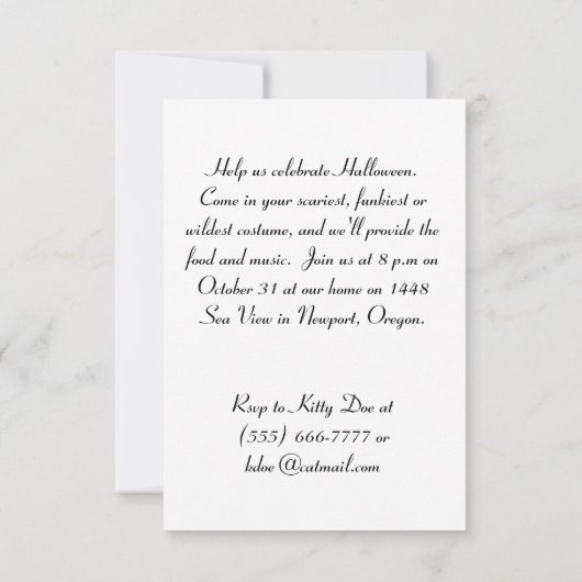 ヴィンテージのハロウィンの招待状-おもしろいな黒猫 招待状 (裏面)