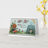 ヴィンテージのハロウィンの挨拶状のクラシックポスター カード (黄色い花)