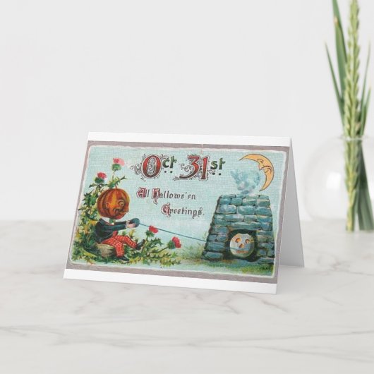 ヴィンテージのハロウィンの挨拶状のクラシックポスター カード (正面)