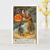 ヴィンテージのハロウィンの挨拶状のクラシックポスター カード (黄色い花)