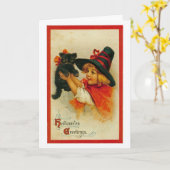 ヴィンテージのハロウィンの挨拶状 カード (黄色い花)