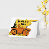 ヴィンテージのハロウィンの挨拶状- Halloのイン カード (黄色い花)