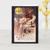 ヴィンテージのハロウィンの時間妖精の国の睡眠の女の子 カード (黄色い花)