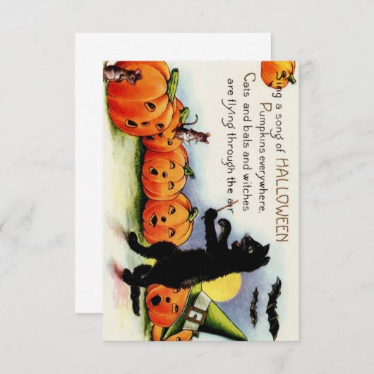 ヴィンテージのハロウィンの歌うカボチャ応答カード 出欠カード (正面/裏面)