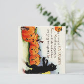 ヴィンテージのハロウィンの歌うカボチャ猫の招待状 招待状 (スタンド正面)