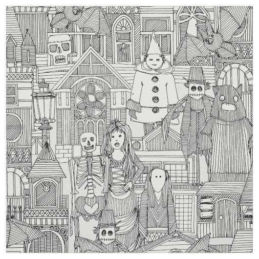 ヴィンテージのハロウィンの白黒 ファブリック (見本)