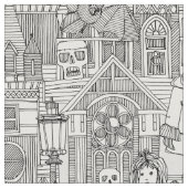 ヴィンテージのハロウィンの白黒 ファブリック (クローズアップ)