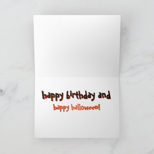 ヴィンテージのハロウィンの誕生日 カード (内部)