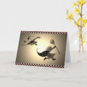 ヴィンテージのハロウィンの誕生日 カード (黄色い花)