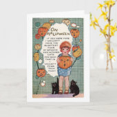 ヴィンテージのハロウィンの願いここにいました、 カード (黄色い花)