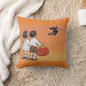 ヴィンテージのハロウィンの魔法使いおよび子供の装飾用クッション クッション (ブランケット)
