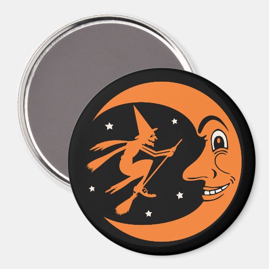 ヴィンテージのハロウィンの魔法使いおよび月の磁石 マグネット (正面/裏面)