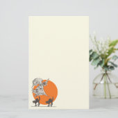 ヴィンテージのハロウィンの魔法使いおよび猫の文房具 便箋 (スタンド正面)