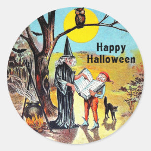 ヴィンテージのハロウィンの魔法使いのステッカー ラウンドシール