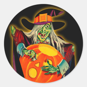 ヴィンテージのハロウィンの魔法使いのステッカー ラウンドシール