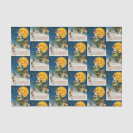 ヴィンテージのハロウィンの魔法使いの月によってタイルを張られるパーティーのティッシュ 薄葉紙