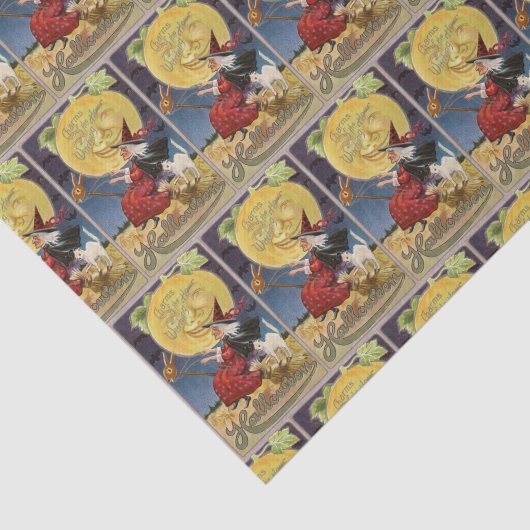 ヴィンテージのハロウィンの魔法使いの月のパーティーのティッシュ 薄葉紙 (詳細)