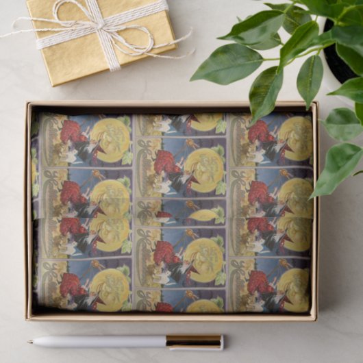 ヴィンテージのハロウィンの魔法使いの月のパーティーのティッシュ 薄葉紙 (ギフト)