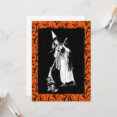 ヴィンテージのハロウィンの魔法使い カード (正面/裏面インサイチュ)