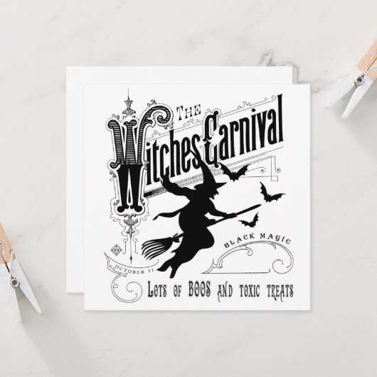 ヴィンテージのハロウィンの魔法使い カード (正面/裏面インサイチュ)