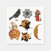 ヴィンテージのハロウィンの魔法使い スタンダードカクテルナプキン (正面)