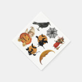 ヴィンテージのハロウィンの魔法使い スタンダードカクテルナプキン (角)