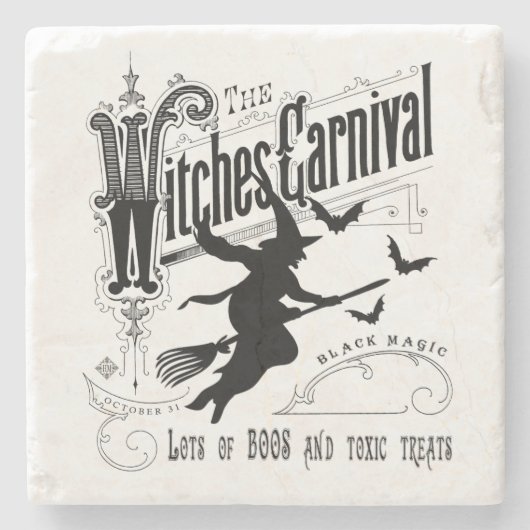ヴィンテージのハロウィンの魔法使い ストーンコースター (正面)
