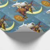 ヴィンテージのハロウィンの魔法使い ラッピングペーパー (角)