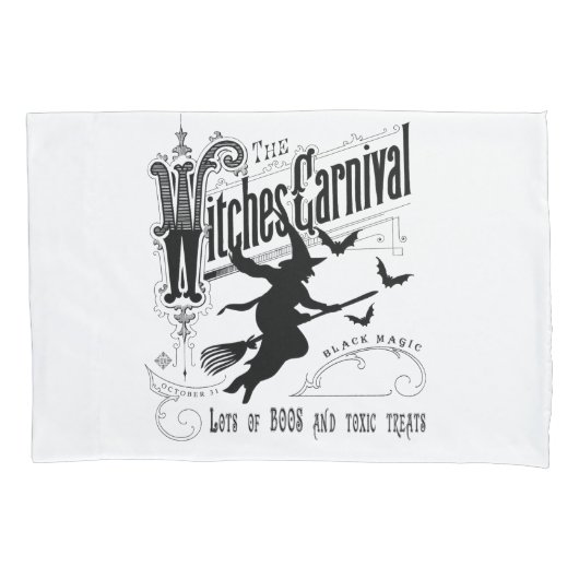 ヴィンテージのハロウィンの魔法使い 枕カバー (正面)