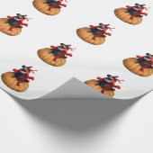 ヴィンテージのハロウィンの魔法使い、猫およびカボチャ ラッピングペーパー (角)