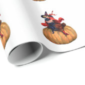 ヴィンテージのハロウィンの魔法使い、猫およびカボチャ ラッピングペーパー (ロールコーナー)