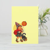 ヴィンテージのハロウィンの魔法使いJOL猫のブランクの招待状 招待状 (スタンド正面)