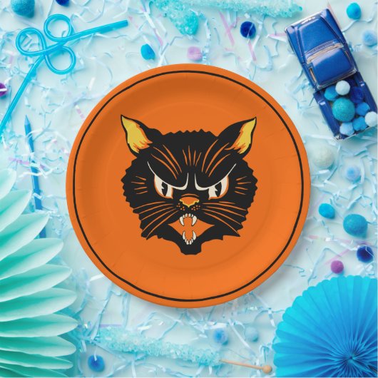 ヴィンテージのハロウィンの黒猫のプレート ペーパープレート (パーティー)