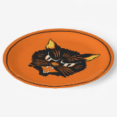 ヴィンテージのハロウィンの黒猫のプレート ペーパープレート (アングル)