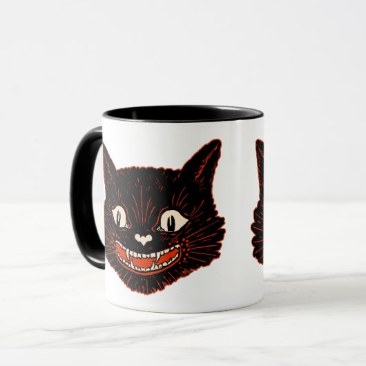 ヴィンテージのハロウィンの黒猫のマグ マグカップ (正面左)