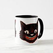 ヴィンテージのハロウィンの黒猫のマグ マグカップ (正面右)