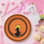 ヴィンテージのハロウィンの黒猫の紙皿 ペーパープレート (パーティー)