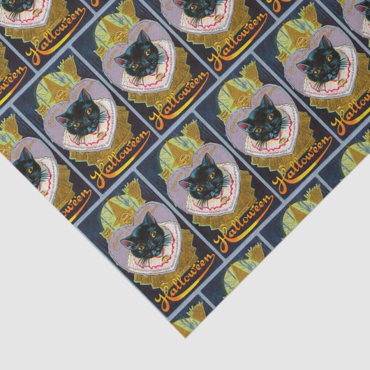 ヴィンテージのハロウィンの黒猫の魔法使いのパーティーのティッシュ 薄葉紙 (詳細)