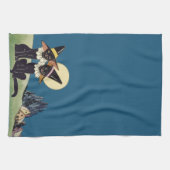 ヴィンテージのハロウィンの黒猫 キッチンタオル (横)