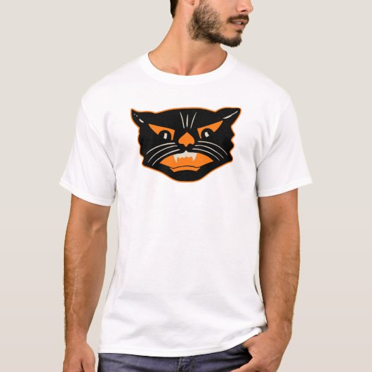 ヴィンテージのハロウィンの黒猫 Tシャツ (正面)